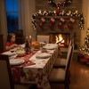 Halibutfly Christmas Tablecloth Vinyl Waterproof Oil-Proof Table Cover, Santa Claus