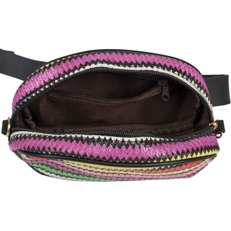 styleBREAKER 02012299 Women's Bum Bag with Colourful Zigzag Pattern, Zip,