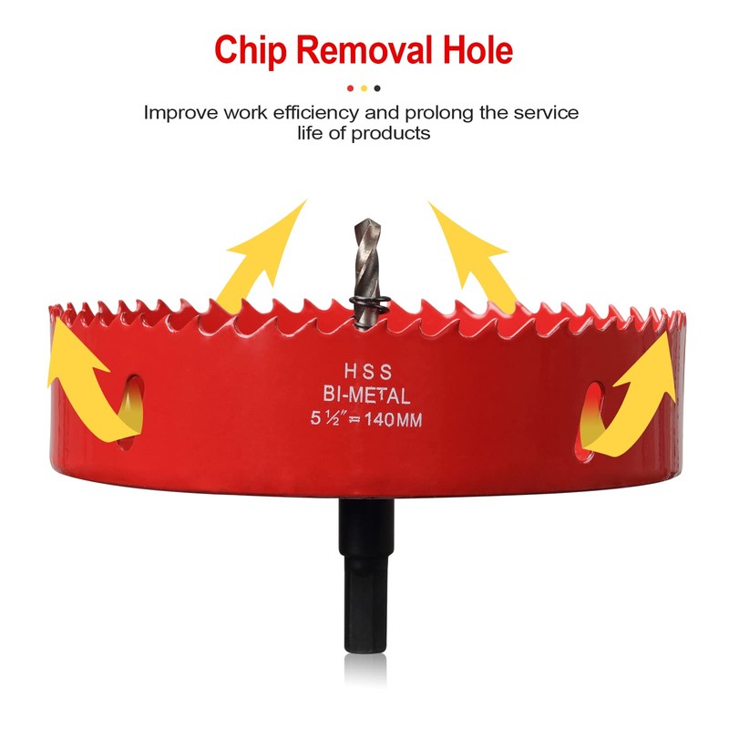 Hole Saw 5 1/2” (140mm) for Wood, HSS Bi-Metal Hole