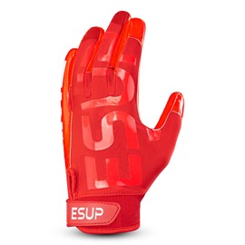 ESUP Football Gloves Z Pro Silicone Grip Youth Football Gloves Tacky Football Gloves Men Super Sticky Receiver Gloves (Red, X-Large)