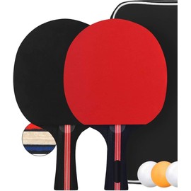 PIQIUQIU Tischtennisschläger Set mit 2 Schläger und 3 Bälle in Tasche, Tischtennis Set Schläger Bälle Ping Pong Set(Farbe zufällig)