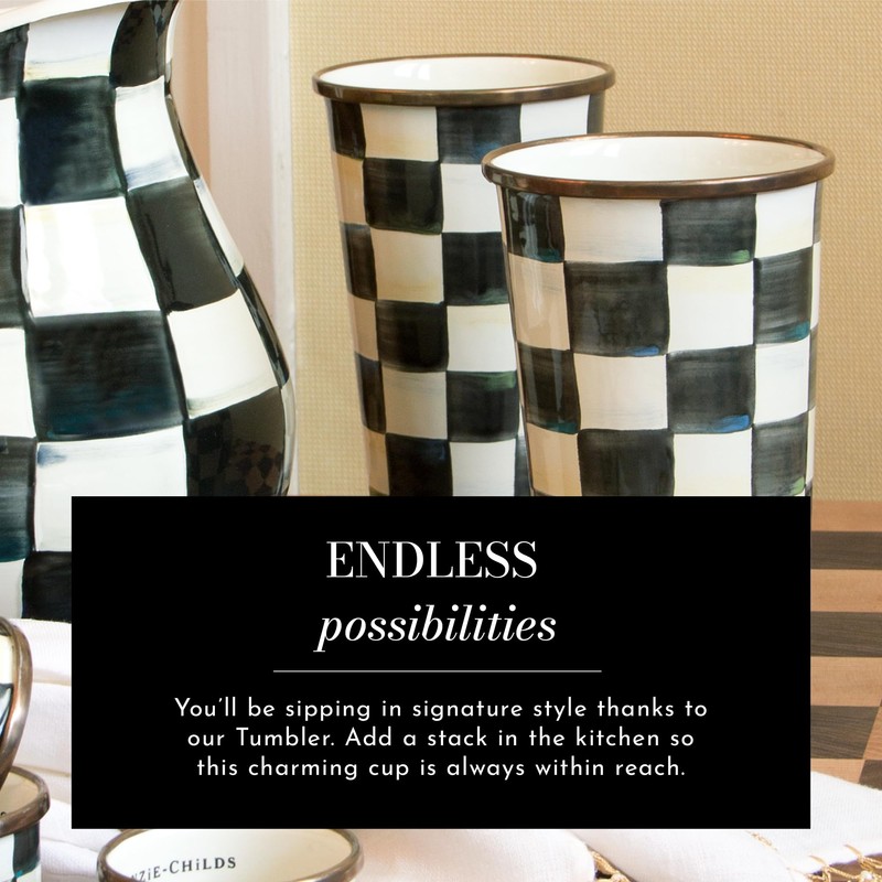 MACKENZIE-CHILDS Enamel Tumbler, Open Tumbler Cup, Cute Enamel Cup, 20