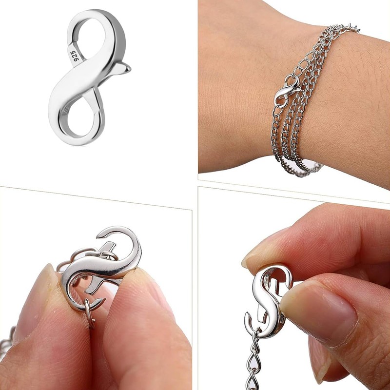 Double Opening Lobster Clasp, 925 Sterling Silver, Gold Necklace Bracelet
