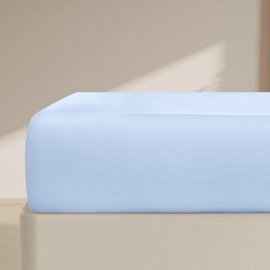 FreshCulture - Sábana bajera ajustable individual de calidad de hotel para cama individual, microfibra cepillada ultra suave y refrescante, elegante embalaje negro (azul bebé)