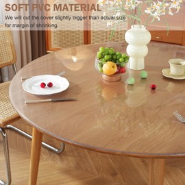 LovePads 2mm Thick Round Frosted Table Cover Protector 54 Inch Frosted Round Table Protector for Dining Room Table, Round Plastic Table Cover, Plastic Cover for Round Table, PVC Round Table Pads