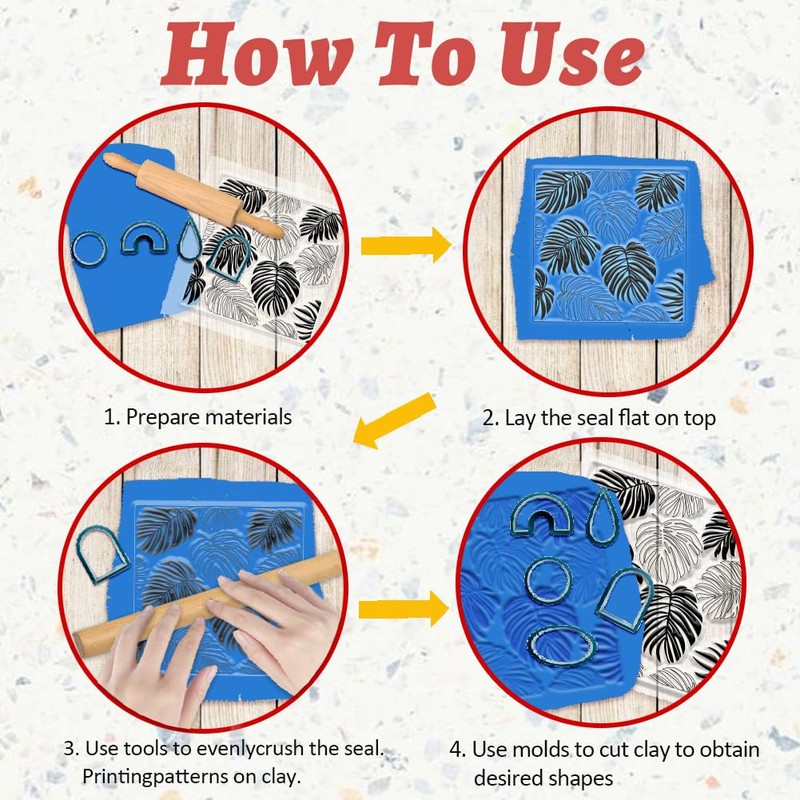 beinkmake Monstera Turtle Polymer Clay Texture Sheet Silicone Texture Stamp