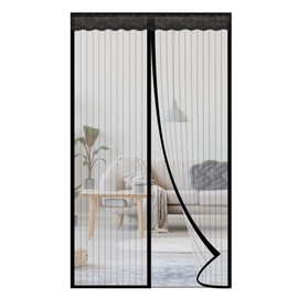 NGreen Reinforced Magnetic Screen Door 48"x 83"- Heavy Duty Mesh Curtain and Full Frame Hook and Loop, Keeps Mosquitoes Out, Toddler and Dog Friendly, No Tools Required (Fits Door Up to 46"W x 82"H)