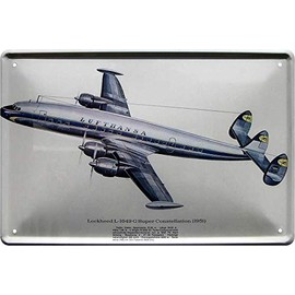 Lufthansa Lockheed L-1049 G Super Constellation 1951 Tin Sign Plane Technology Decorative Historical Metal Sign Gift for Birthday or Christmas 20 x 30 cm