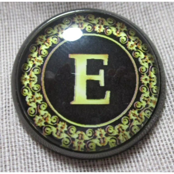 GLASS DOME PICT BUTTON -- ANY LETTER, NUMBER IN GOLD