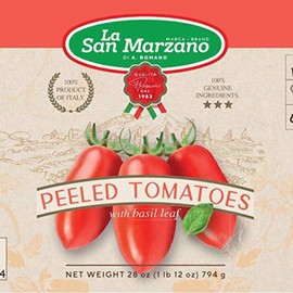 La San Marzano 6 Pack, Italian Whole Peeled Tomatoes in Puree with Basil, Non- dop, Packed in San Marzano, Product of Italy, 6 x 28 Oz can, Packed in San Marzano Region of Italy by La Regina