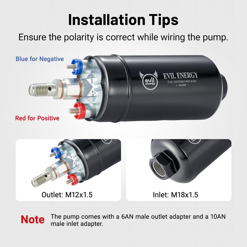 EVIL ENERGY External Inline Fuel Pump Electric 300LPH High Flow