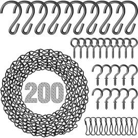 garini Hanging Basket Chain,200 Inch Metal Black Hanging Chain with S Hooks for Hanging Plants, Photo, Lantern, Billboards and Planters