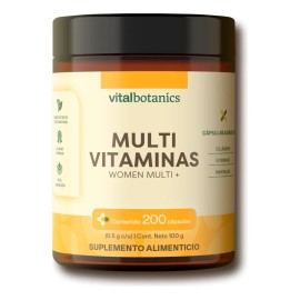 VITAL BOTANICS - Suplemento Alimenticio - Multivitamnico para Mujer - Colgeno Hidrolizado, cido Flico, Biotina, Magnesio, Zinc - 200 Cpsulas 500 mg - 