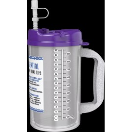 Whirley Drink Works (3) 32 oz. Water Essential Insulated Mugs with Straws & Purple Lids | BPA FREE