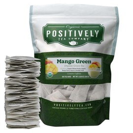 Organic Positively Tea Company, Mango Green Tea Bags, 100 Count