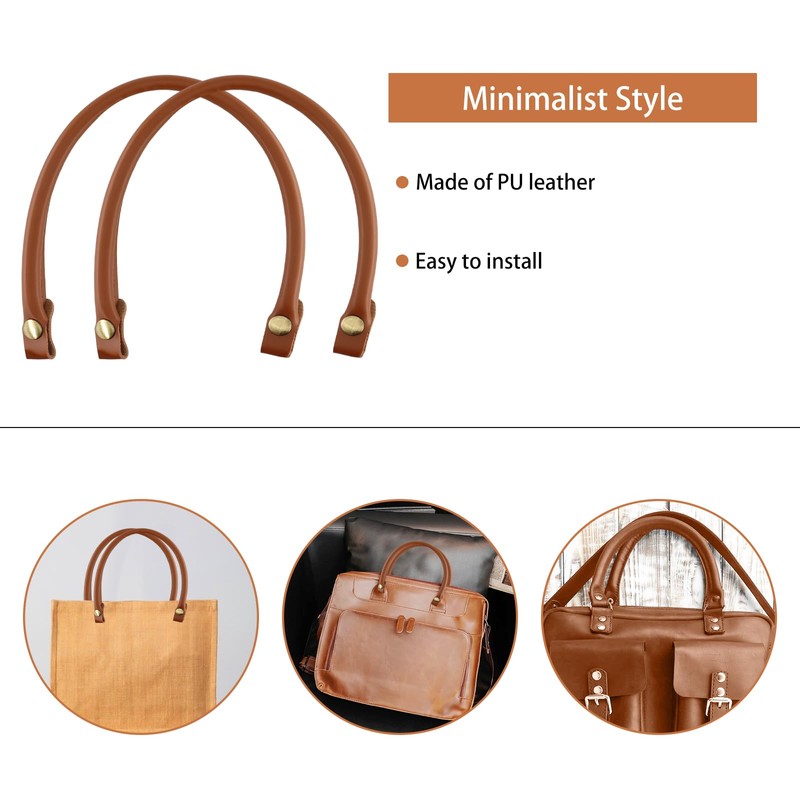 alwaiiz Pack of 2 Press Stud Bag Handles, Leather, Replacement