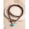 MINACHI Created Turquoise Pendant Necklace Choker with Rope Chain, Summer
