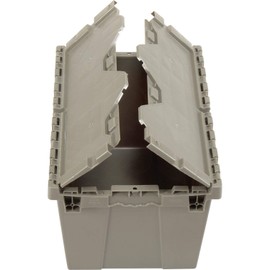 Monoflo Distribution Container with Hinged Lid, 21-7/8x15-1/4x12-7/8, Gray