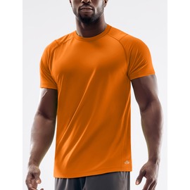 Zengjo Men's Running Shirt Quick Dry Moisture-Wicking Athletic T-Shirt for Workouts Gym Training Lightweight Performance Tee(Burnt Orange,Medium)