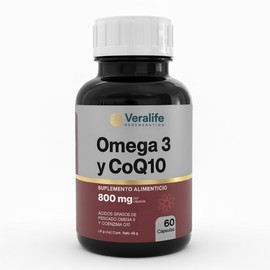 Suplemento Omega 3 y Coenzima Q10 Liofilizados - 60 Cápsulas | Ácidos Grasos liofilizados de Pescados Omega-3 y Coenzima Q10, desodorizado, calidad pr