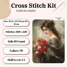 Luca-S Cross Stitch Kit Gold - Serene Beauty, B703, Counted Cross Stitch Kit for Adults, Needlecraft and Embroidery Kit