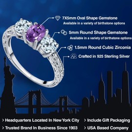 Gem Stone King 925 Sterling Silver Purple Amethyst and Sky Blue Topaz Ring For Women (1.87 Cttw, Oval Gemstone Birthstone, Available In Size 5, 6, 7, 8, 9)