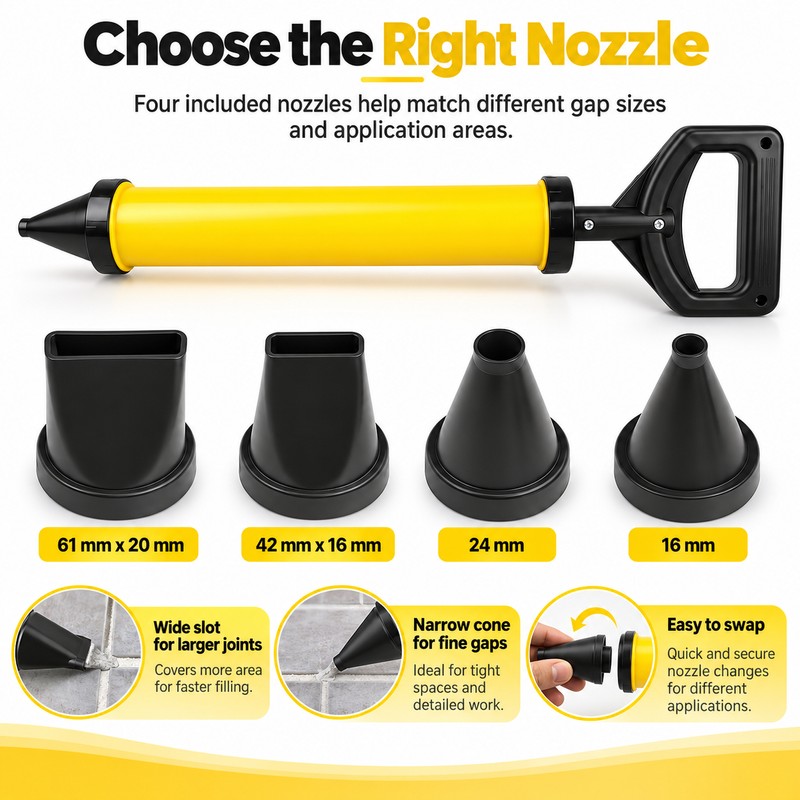 Manual Grout Filling Gun for Tile & Masonry – 4-Nozzle