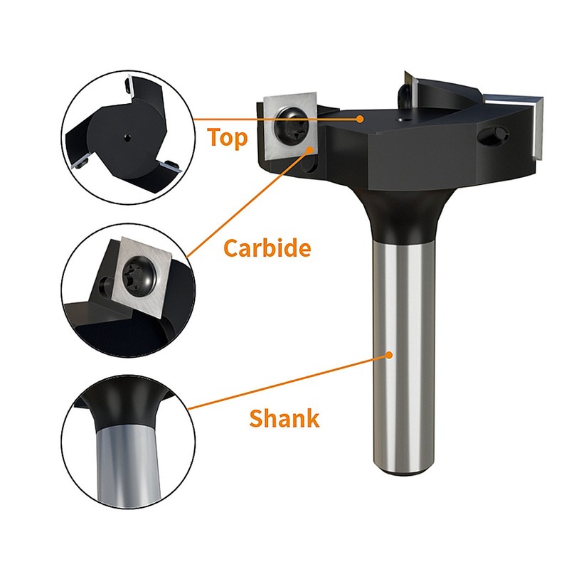 Spoilboard Surfacing Router Bit 8mm Shank 3 Flute 1 1/2