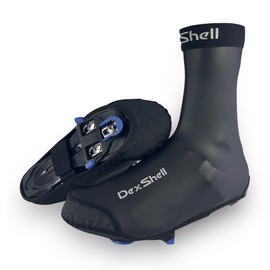 DexShell Cycling Shoe Covers for Men and Women, Waterproof Windproof Lightweight PU Coated Fleece, Zipperless Biking Overshoes, Unisex X Large, Black