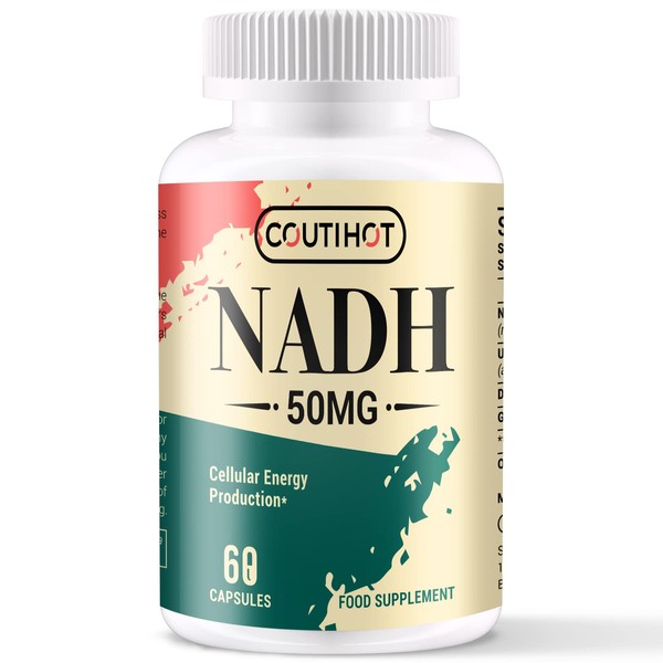 NADH 50 mg Plus CoQ10 200 mg, NADH Capsules - Energy and Fatigue Support, ATP Production - Reduced Form of NAD+, 60 Counts for 60-Day Supply