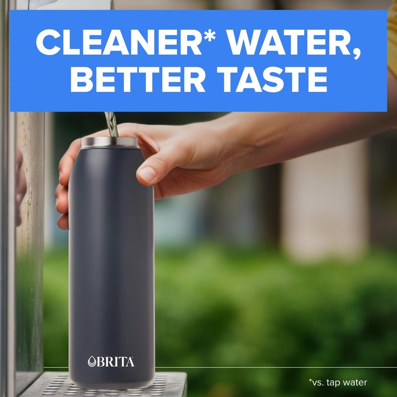Brita Stainless Steel Premium Filtering Water Bottle, BPA-Free, Reusable, Insulated,