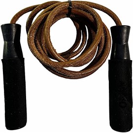 Ampro Foam Handle Leather Skipping Rope - Padded Handle/Jump Rope/Fitness/Skip/Fitness (10ft)