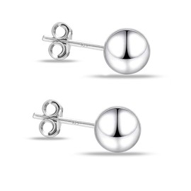 Charmsy 925 Sterling Silver Classic Ball Stud Earrings for Women | Hypoallergenic Lightweight 4MM Round Ball Studs Earring | Earrings for Sensitive Ears