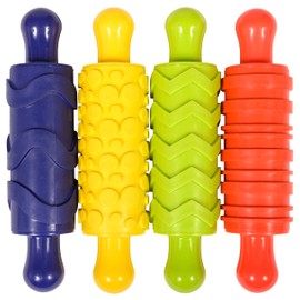 READY 2 LEARN Paint & Dough Texture Rollers - Set of 4 Patterns - Playdough Accessories - Easy-Grip Art Supplies - Paint Stamps for Kids - Clay Tools for Kids