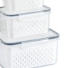 3pcs Drain Storage Basket Box Transparent Leakproof Food Storage Containers