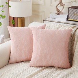 Uhomy 2 Pack Marble Pattern Decorative Throw Pillow Cover Artistic Luxury Pillowcase Waterproof for Sofa Couch Bed, Exquisite Square Cozy Cushion Case 18x18 Inch, Home Decor, 45x45 cm, Amber Pink