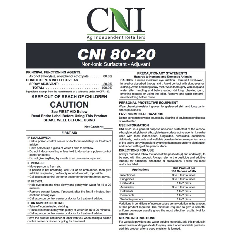 80/20 Non-Ionic Surfactant for Herbicides, Pesticides, Fertilizers and Fungicides to
