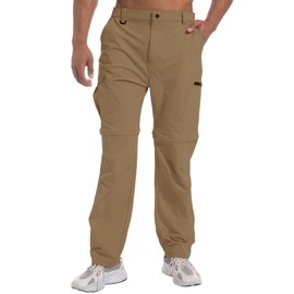 Mens Outdoor Hiking Pants Convertible Lightweight Water Resistant Quick Dry Zip Off Fishing Travel Camping Tactical Pants Deep Khaki XL