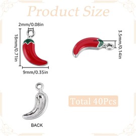 SUNNYCLUE 1 Box 40Pcs Chili Pepper Charms Bulk Red Chili Charm Silver Alloy Enamel Cinco De Mayo Mexican Fiesta Chili Charms for jewellery Making Charms Supplies DIY Crafts Necklace Bracelet Crafting