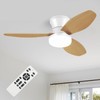 ZOEYON Small White&Wood Ceiling Fan with Light - 35 Inch