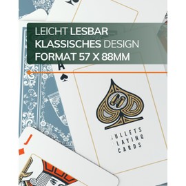 Bullets Playing Cards, Doppelkopf Kartendeck (Französisches Blatt), Plastik, 2 Eckzeichen, Standardindex, 57 x 88mm