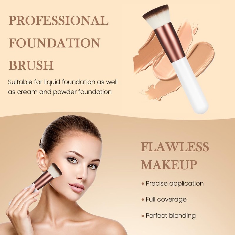 AUAUY Foundation Makeup Brush, High-Density Flat Top Kabuki Makeup Brush,