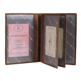 Green Burry Vintage Men's Leather ID Card Holder Brown 16,5x12x1 cm