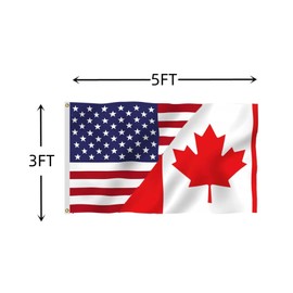 cuttencreat America Canada Friendship Flag 3x5 FT – Outdoor Decor Flags Vivid Color, All Weather, Double Stitched US CA Flags，US Canada Friendship Flag ，Polyester Flags with Sturdy Brass Ring. (3X5)