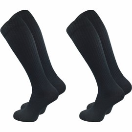 GAWILO Men's Retro Knee Socks (2 Pairs) | 78% Cotton | Knee-Length Socks in Sporty Look with Comfort Waistband | No Slipping, black, 43 - 46