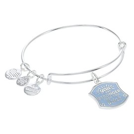 Alex and Ani Connections Expandable Bangle for Women, You Are Stronger Than You Think Charm, Shiny Silver Finish, 2 to 3.5 in