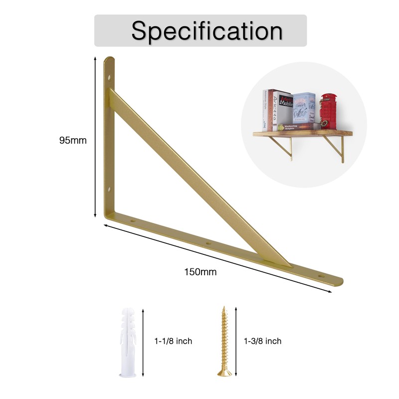 Ouvin Shelf Bracket Heavy Duty 6 Pack Triangle Shelf Brackets
