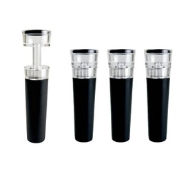Set of 4 Wine Stoppers Transparent Press Wine Vacuum Sealer Stopper - PC/ABS & Food-Grade Silicone, Airtight Reusable Wine Preserver Pump for Red/White Wine, Extend Freshness 7 Days