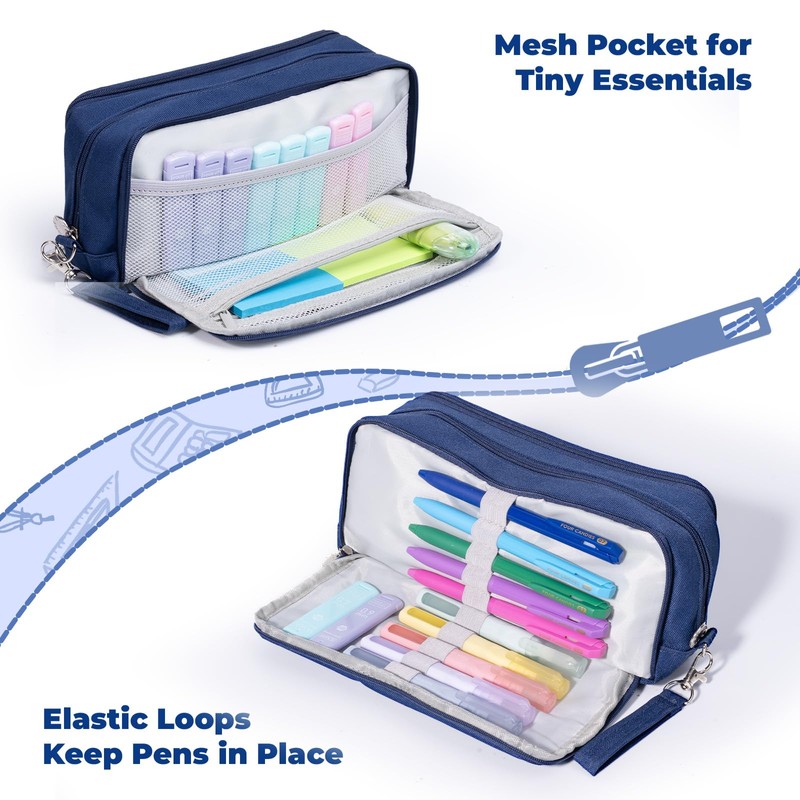 Four Candies Pencil Case 3 Compartment, Large Pencil Case with