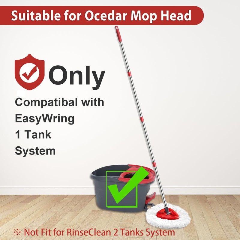 HiBaBy 4-Section Spin Mop Replacement Handle- 2.5-5 Foot Mop Replacement